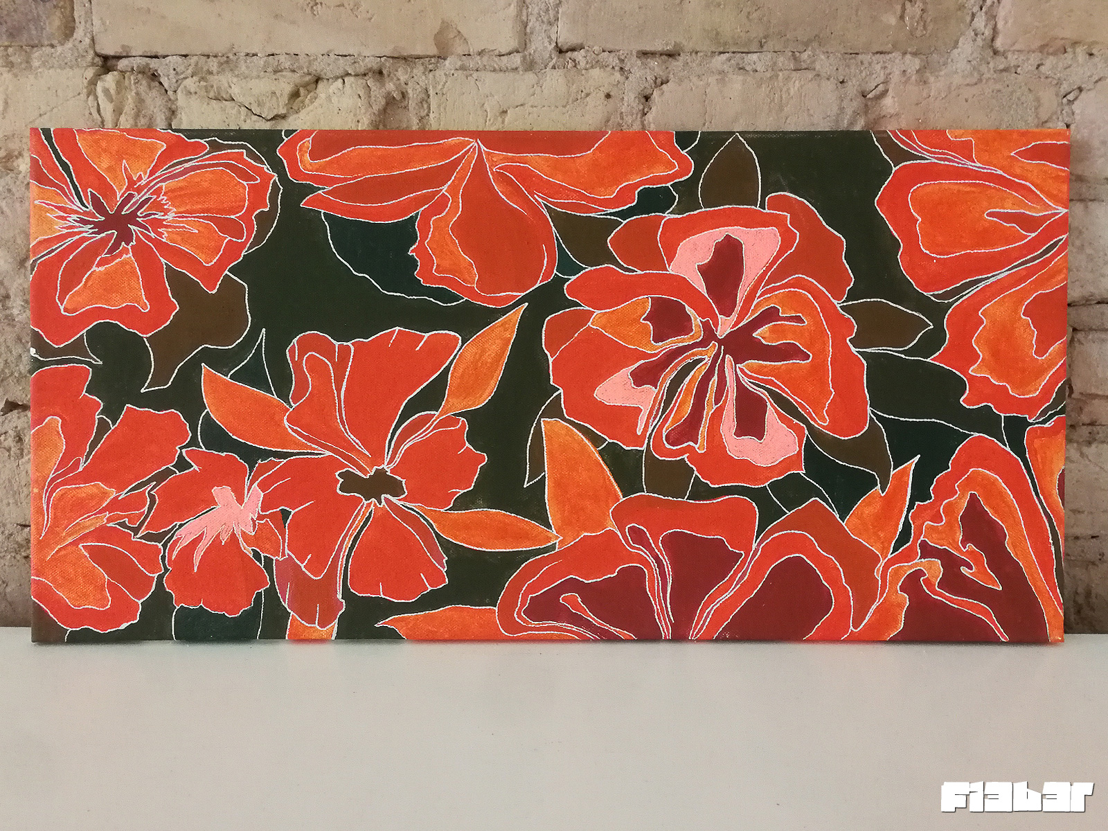 fi3b3r fluroflowers Acryl auf Leinwand 60x30cm